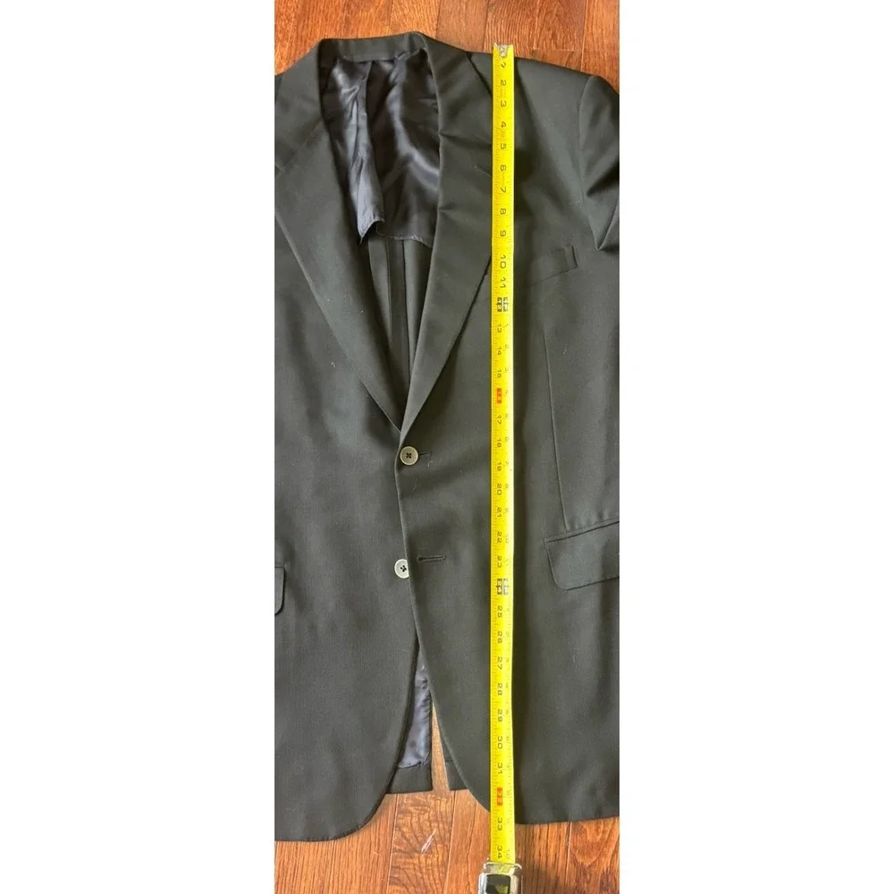 VTG‎ Oxxford Clothes Black Sport coat 43L Super 120s Metal Buttons